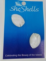 She Shells Fish Shape Earrings Delicate Womens White Fashion Jewelry Hawaiian - £11.98 GBP