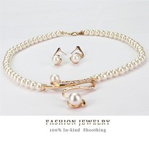 T fashion elegant women bridal wedding party pearl rhinestone necklace earrings jewelry thumb200
