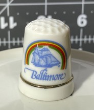 Vintage Thimble Porcelain Travel Souvenir Baltimore Maryland Ship Rainbow - £4.20 GBP