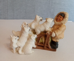 Castagna Eskimo Dogs with Sled Husky Samoyed Figurine Resin Italy Vintage - £21.51 GBP