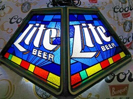 Vintage Miller Lite Beer Poker Pool Table Bar Light Hanging Plastic Sign 1994 - £251.36 GBP