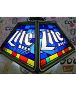 VINTAGE MILLER LITE BEER POKER POOL TABLE BAR LIGHT HANGING PLASTIC SIGN... - £256.40 GBP