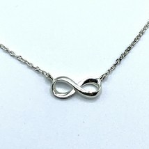 LA necklace 18&quot; Silver 925 Infinity Pendant Dainty Adjustable Sterling Silver - £13.79 GBP