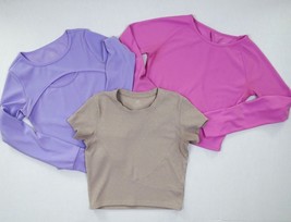 Move Theology Lot of 3 Workout Athleisure Ribbed Tops L 12 14 Cropped Ac... - $29.69