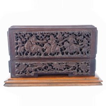 Chinese Antique Carved Wood Buddhist Scroll Box on stand - £709.98 GBP