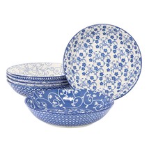 Elama Aurora 6 Piece Assorted Porcelain Bowl Set in Blue - $1,350.10 MXN