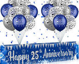 Blue Silver 25Th Anniversary Decorations for Men Women, Blue Silver Happ... - $22.02