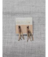 Sterling Silver Ribbon Design Earrings, 1&#39;&#39; Long, Vintage  - $14.00 CAD