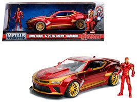 2016 Chevrolet Camaro with Iron Man Diecast Figure &quot;Marvel&quot; Series 1/24 Diecast  - £43.06 GBP