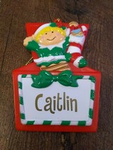 Stravina Elf Santa&#39;s Helper Caitlin Package Tag Personalized Hanging Ornament - £20.08 GBP