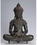 Ancien Khmer Style Bronze Assis Méditation Statue de Bouddha - 55cm/22 " - $1,740.95