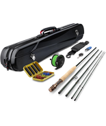 Fly Fishing Rod &amp; Reel Combo Kit 4-Piece Carbon Rod, 12 Flies, Travel Case - $121.86