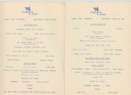 Furness Lines R M S Fort Amherst Luncheon &amp; Dinner Menus June 21, 1947 - $25.71