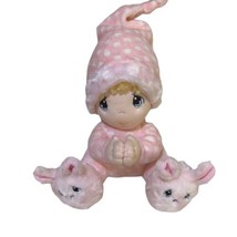 Precious Moments Aurora World Plush Praying Baby Girl Doll 9&quot; Pink Pajamas Toy - $19.27