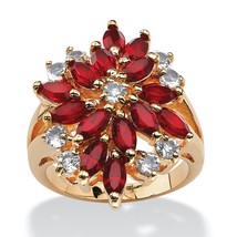 PalmBeach Jewelry Marquise-Cut Red Gold-Plated Cluster Ring - £30.95 GBP