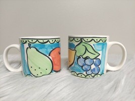Vintage Lot of 2  Sango Coffee Cup Mugs Orchard Retro #6103 Discontinued - £15.50 GBP