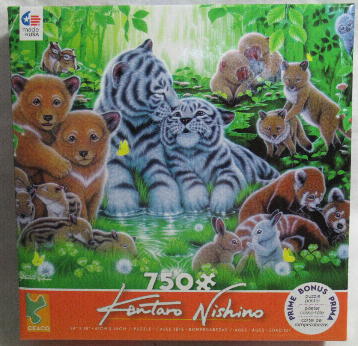 Ceaco 750 Piece Puzzle Wild Animal Babies Cubs Kontaro Nishino fox subs ... - $37.88