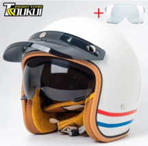 Helmet Motorcycle 3/4 Open Face Helmet Series 6  Retro Helmet DOT Certif... - £77.42 GBP