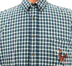 Disney Tiger Shirt Size XL Plaid Green Blue Check Short Sleeve Dress But... - $39.99