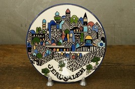 Vintage Judaica Ceramic Plate Wall Art City Souvenir JERUSALEM Hand Painted - $326.49 MXN