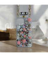 Handmade Crossbody Chain Pearl Crystal Case For iPhone 11 12 13 14 15 16... - $45.00