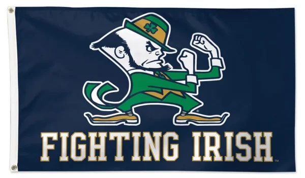 Navy 3×5 Notre Dame Fightin Irish Leprechaun Logo Flag - $18.00