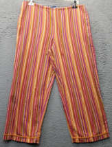 JH Collectibles Pants Women Large Multi Stripe Elastic Waist Wide Leg Drawstring - £14.59 GBP