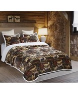 AT THE LAKE Flannel 4 pc Queen Bed Set Sherpa backing Shams and Accent P... - £61.50 GBP