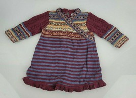 Hanna Andersson Baby Girl Fair Isle Fall Winter Ruffle Sweater Knit Dress 60 3-6 - £15.47 GBP