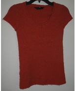 Womens M BCBGMaxazria Orange Scoop Neck Short Sleeve Sweater - €16,14 EUR