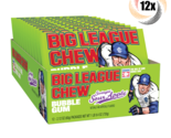 Full Box 12x Packs Big League Chew Bubble Gum Swingin&#39; Sour Apple | 2.12... - £23.09 GBP