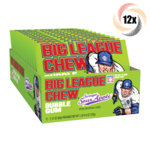 Full Box 12x Packs Big League Chew Bubble Gum Swingin&#39; Sour Apple | 2.12... - £23.22 GBP