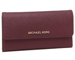 Michael Kors Jet Set Travel Large Trifold Wallet Merlot Leather 35S8GTVF... - $72.26