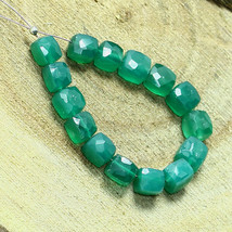 15 pcs Green Onyx Faceted Cube Beads Briolette Natural Loose Gemstone 29.90cts - £5.49 GBP