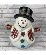 Snowman Cookie Jar Canister Frosty Hat Sweater 10 Inches Tall Winter Chr... - £23.64 GBP