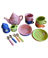Beautiful 17 Piece Ceramic Porcelain  Childrens  Tea Set Colorful Unique... - $555.17 MXN