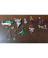 Christmas Holiday Hat Lapel Pin Brooch Lot 10 Gold SIlver Enamel Nutcracker - $795.81 MXN