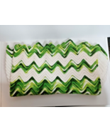 Beautiful Green Chevron Crochet Lap Throw 36 by 20 Handmade Clean Soft Warm - £22.02 GBP