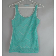 Maurice&#39;s Womens White Tank Top With Mint Green Lace Front Size Small - $9.89
