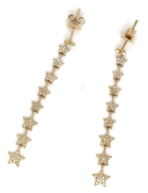 14k or Et Diamant Star-Shape Boucles D&#39;Oreilles Goutte 1-15/16 &quot; 3.0g - $17,728.28 MXN