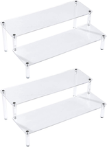 BYCY 2 Pack 2-Tier Clear Acrylic Display Stand Display Shelf for Dessert... - £19.63 GBP