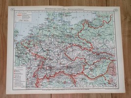 1938 Vintage Map Of Germany Poland Central Europe Air Transportation Airlines - £22.34 GBP