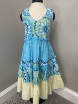 Blueberi Boulevard Dress Size 18 mo Blue Yellow Floral Toddler Spring Easter - £4.63 GBP