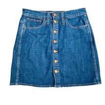 Madewell Stretch Dark Wash Denim Button Front Skirt 26 Jean A-Line Stretch - £19.60 GBP