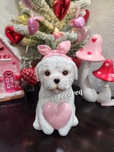 Valentines Maltese Bichon Puppy Dog With Heart Resin Figurine Statue Decor 8&quot; - £20.17 GBP