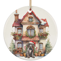 Great Dane Dog Santa Hat &amp; Vintage Home Christmas Ornament Ceramic Gift Decor - £11.83 GBP