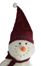 Plush Snowman 20&quot; Christmas Red White Stocking Cap Toy - £8.30 GBP
