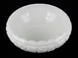 Fenton Milk Glass Serving Bowl, Block &amp; Star Pattern, Footed, Curled Sca... - $24.45