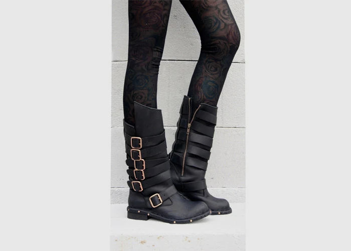 Zobairou Real Photo Western clic Studded Thigh High Biker boy Boots Rain... - £318.83 GBP