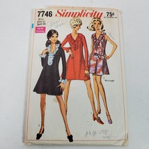 Vintage 1968 Simplicity 7746 Sewing Pattern Dress in Two Lengths Size 12/34 - $11.30